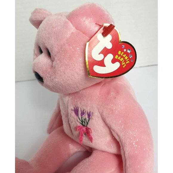 Ty Beanie Babies MUM Bear 8.5" Plush Mothers Day Pink Lavender Embroidery 2001 - Picture 7 of 8